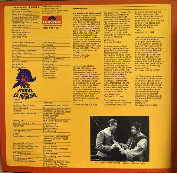 Schallplatte Der Mann Von La Mancha Polydor – 94 127 – Bild 2