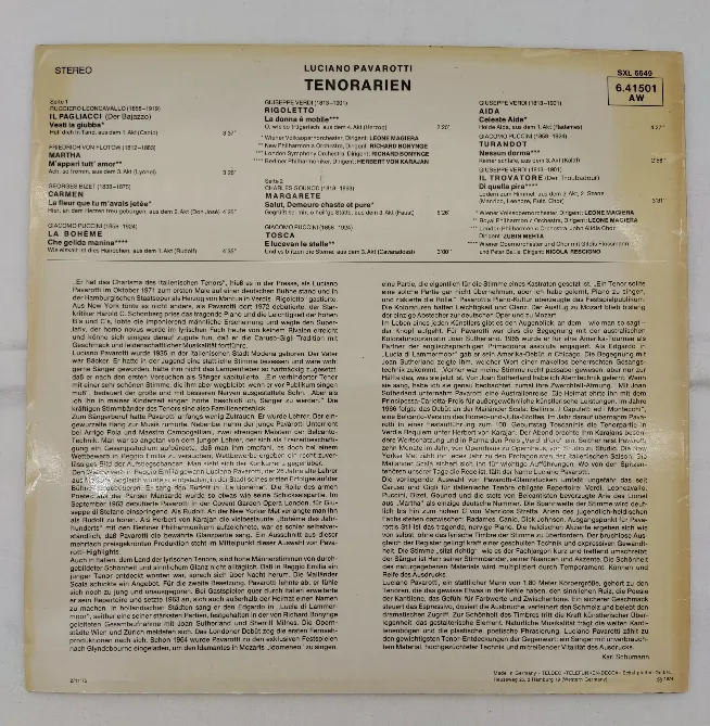 Langspielplatte - Luciano Pavarotti - Tenorarien – Bild 2