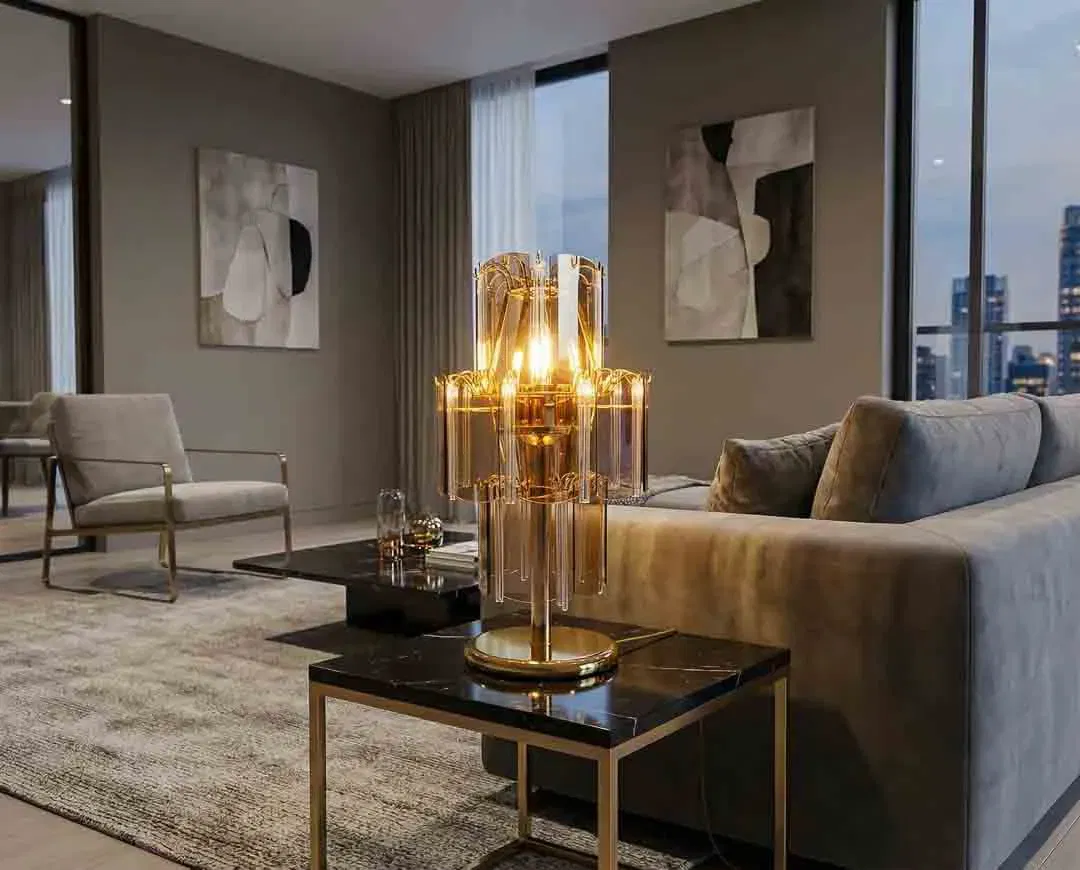 EGLO Tischlampe 70er Jahre – Rauchglas – Vintage Mid-Century Design - Bild 1