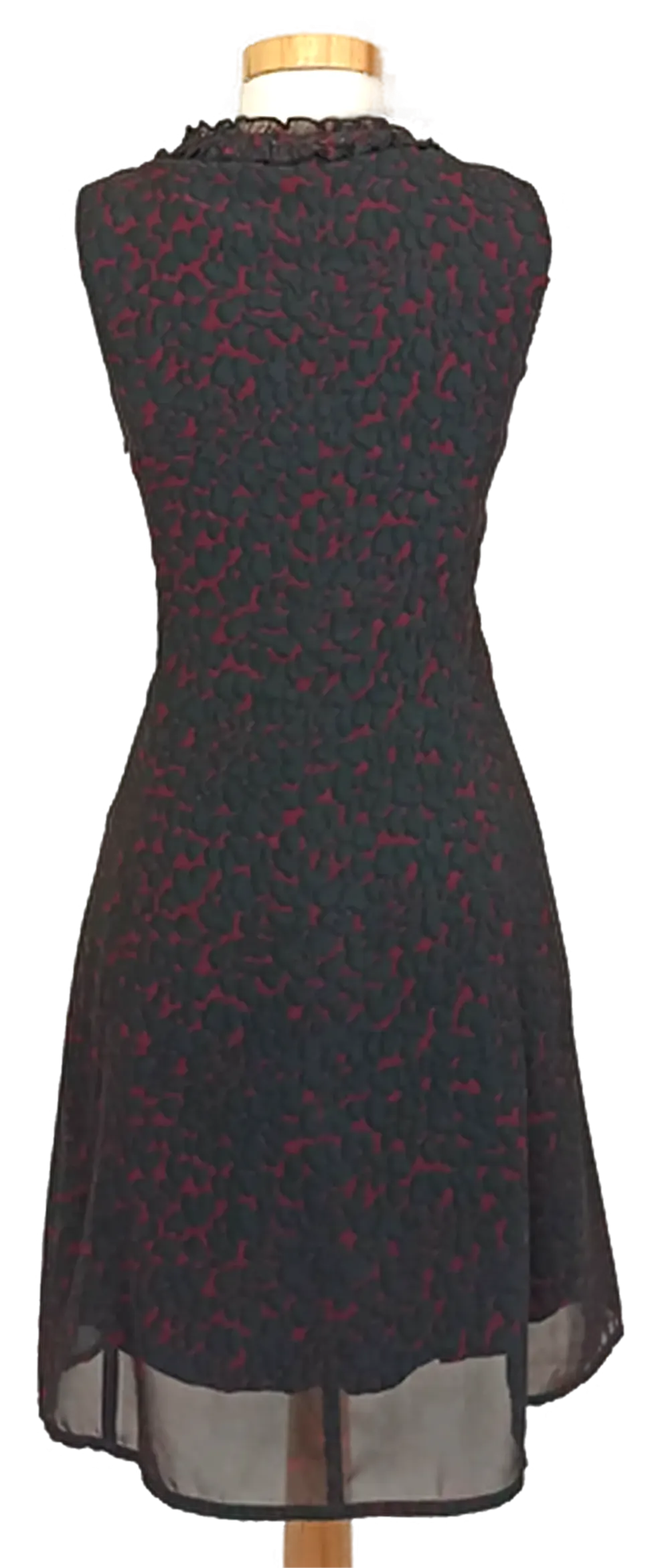 Street One Midi-Abendkleid weinrot/schwarz gemustert Gr. 34 – Bild 2