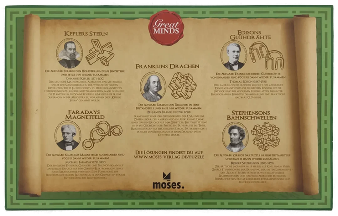  Puzzle Kompendium - Great Minds - Die besten Fünf - Moses 92064   – Bild 3