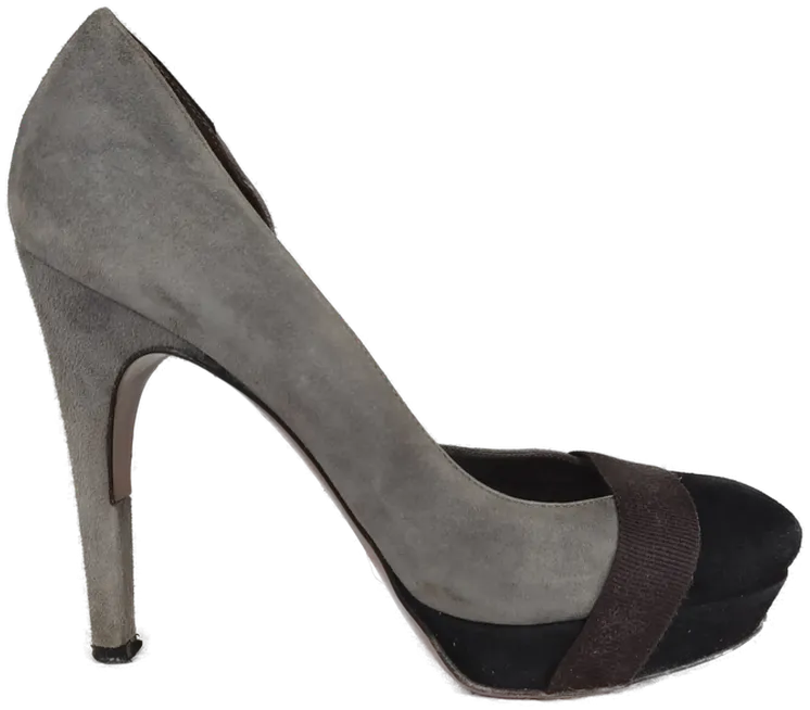 Hugo Boss Damen High Heels Veloursleder, grau/schwarz - Gr. EU 39 – Bild 2