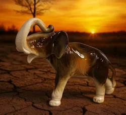 Royal Dux Bohemia Porzellan Elefant – 14,5 cm – Tschechoslowakei – 1960er/70er Jahre - Bild 1