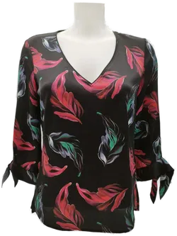 Shirt Comma Polyester Blätterprint | Casual-Eleganz, Gr. 34 - Bild 2