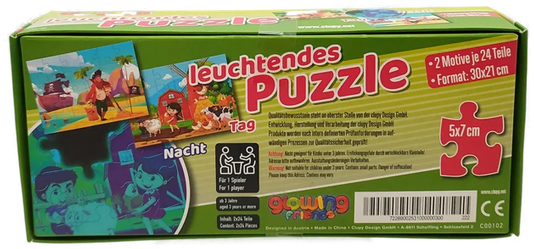 Kinderpuzzle, Nachtleuchtend, 2 Motive je 24 Teile, ab 3 Jahren | Gute-Nacht-Zauber – Bild 2
