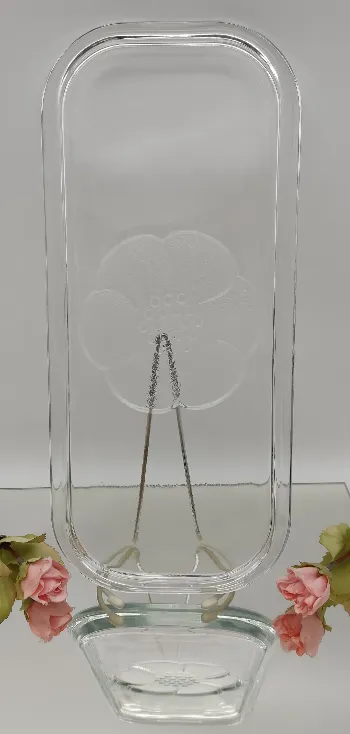 Glas Servierplatte mit Blumenmotiv  | Vintage-Schatz – Bild 1