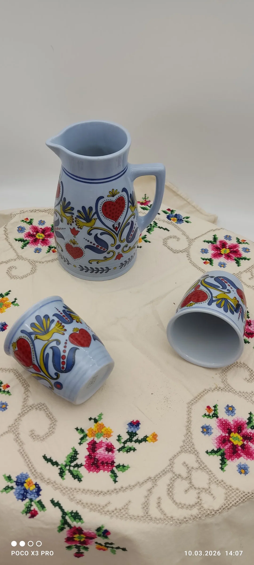 Lilien Porzellan Krug & 2 Becher Set  – Bild 3