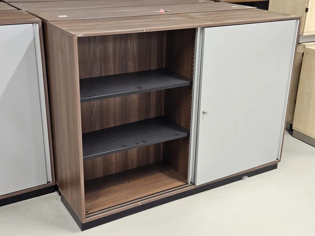 Lorbeer Büroschrank braun/hellgrau - 160 x 42 x 116 cm - Büromöbel  - Bild 4