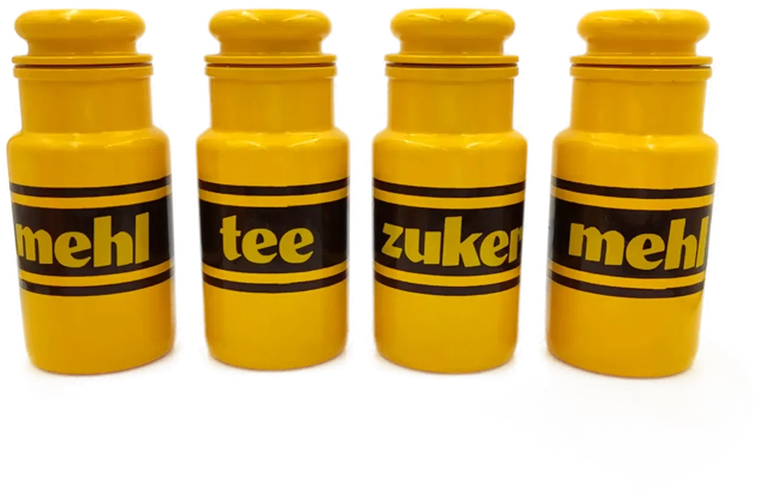 Vintage Keramik Vorratsbehälter gelb/braun - 4 Stück - Bild 4