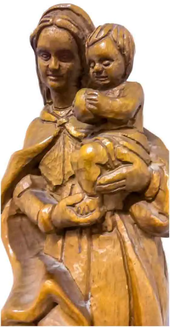 Handgeschnitzte Madonna mit Kind - Holzfigur, Sakrale Wandskulptur (45 cm) – Bild 2