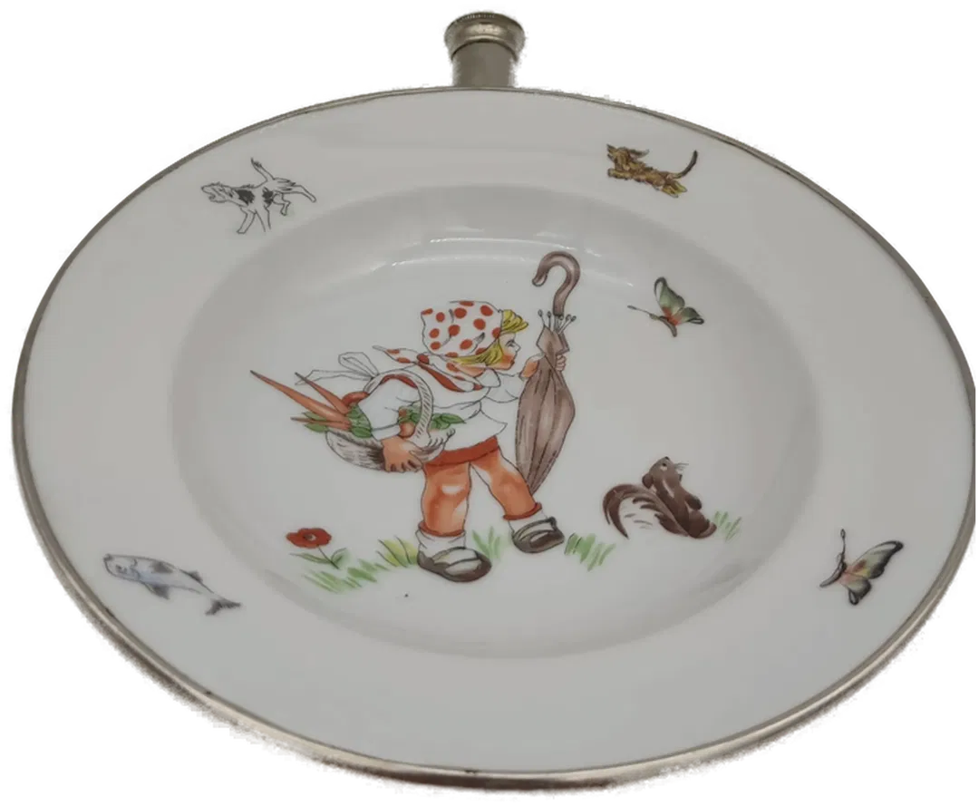 Kinder Thermo Teller aus Porzellan und  Edelstahl - Bild 1