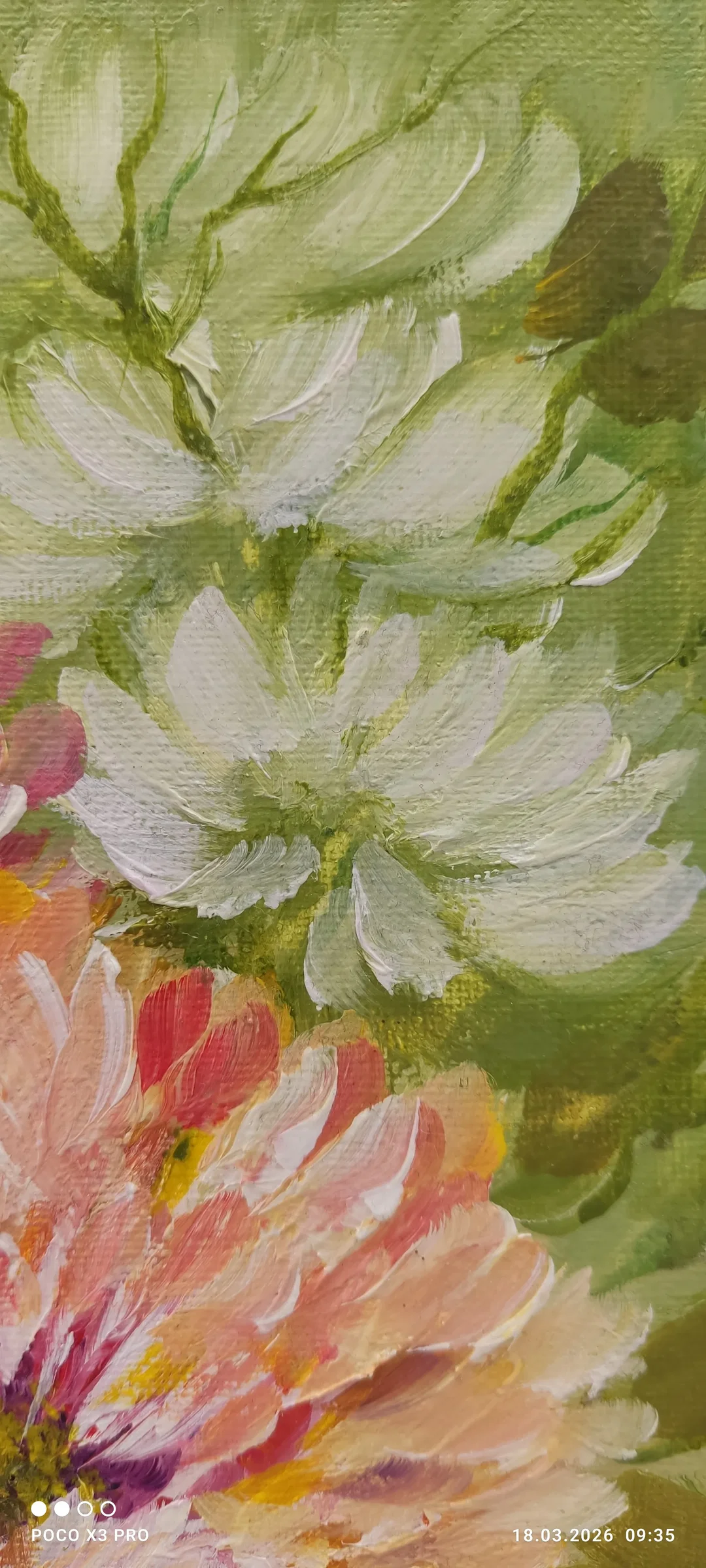 Ölbild Blumen Auf Leinwand 30x30 | Floraler Zeitreisender – Bild 8