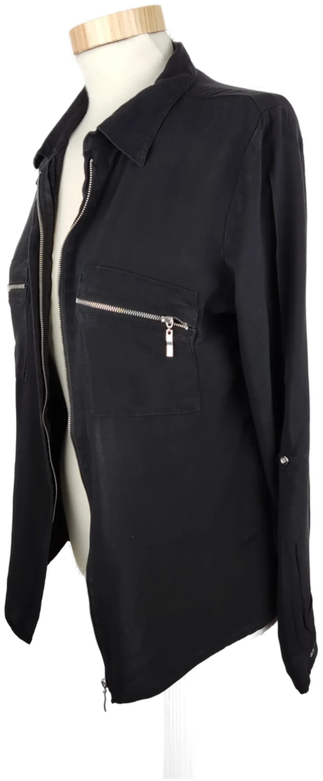 Bluse "Jennifer Taylor", langarm mit Kragen, schwarz – Bild 2