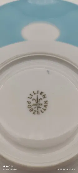 Lilien Porzellan Mokka-Untersetzer 2er Hellblau/Lila | Vintage - Bild 8