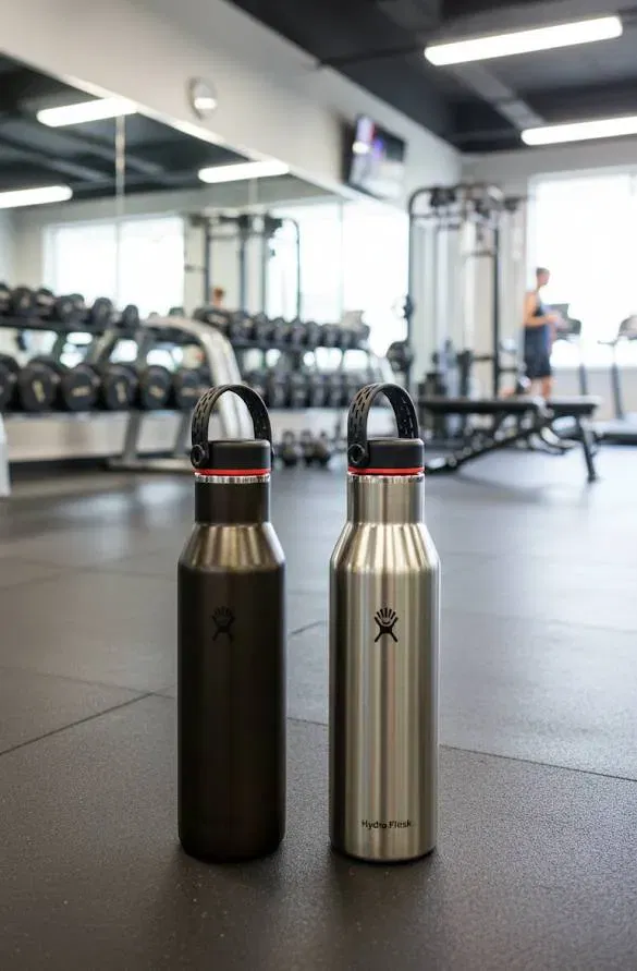 2 Edelstahl-Isolierflaschen Hydro Flask Trinkflaschen Set –  (ca. 620 ml, doppelwandig, Schwarz & Silber) - Bild 1