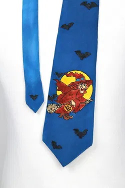 Seidenkrawatte „Hexe & Mond“, dunkelblau - Bild 2