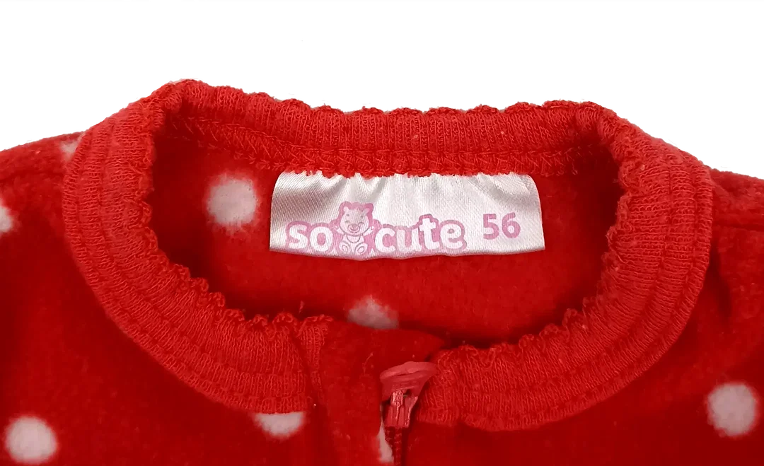 So Cute Baby Weihnachtsoverall rot gepunktet Gr. 56  – Bild 3