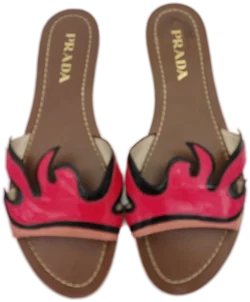 Prada Flame Leder-Pantoletten, Flammenmuster | Einmaliges Designerstück - Bild 1