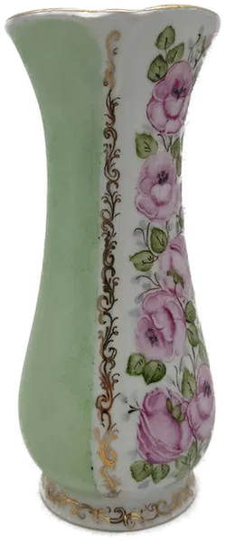 Apulum Vase grün/ rosa Blüten Vintage - Bild 3