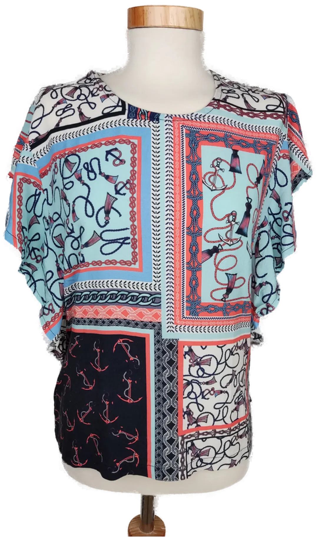 Fiora Blue Damen T-Shirt blau/weiß/koralle - S/36 - Bild 1