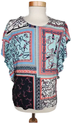 Fiora Blue Damen T-Shirt blau/weiß/koralle - S/36 - Bild 1