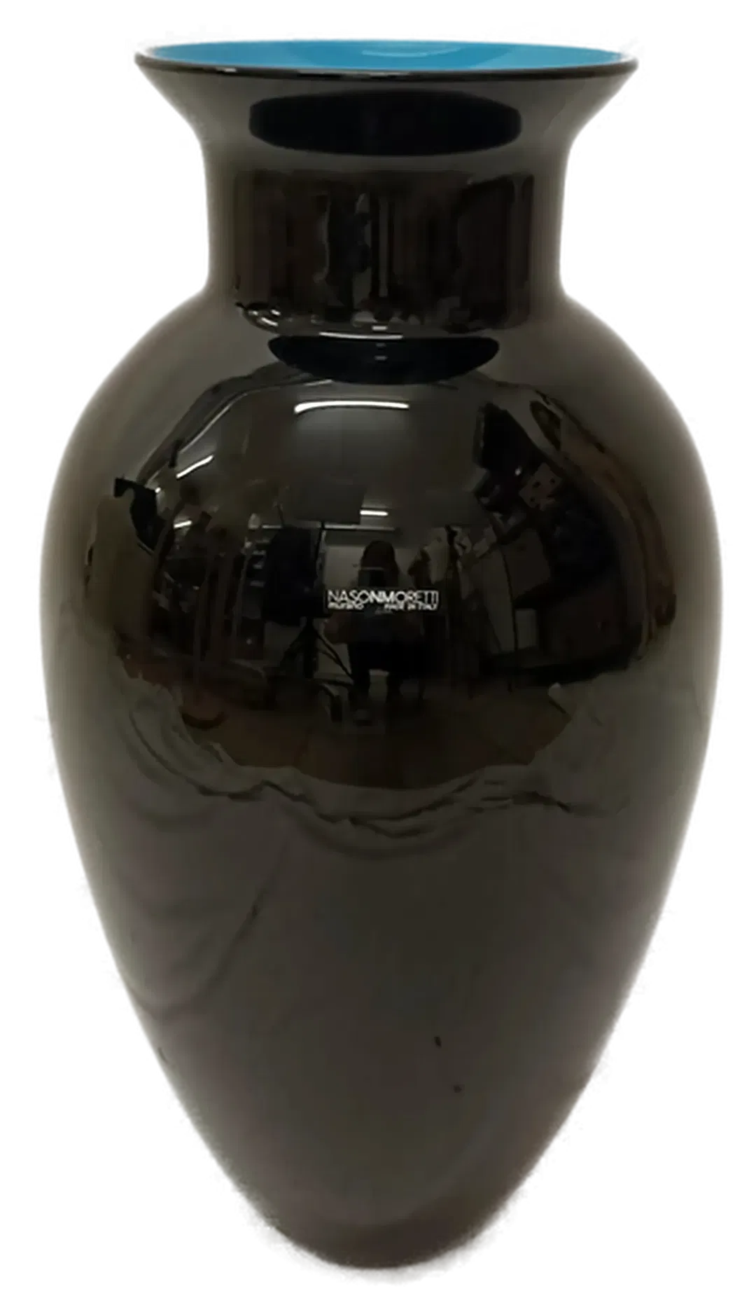 Nason & Moretti Muranoglas Antares Vase - schwarz/türkis - Bild 4