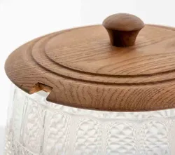 Vintage Bowletopf aus Kristallglas mit Echtholz-Deckel Ø 20 cm - Bild 3