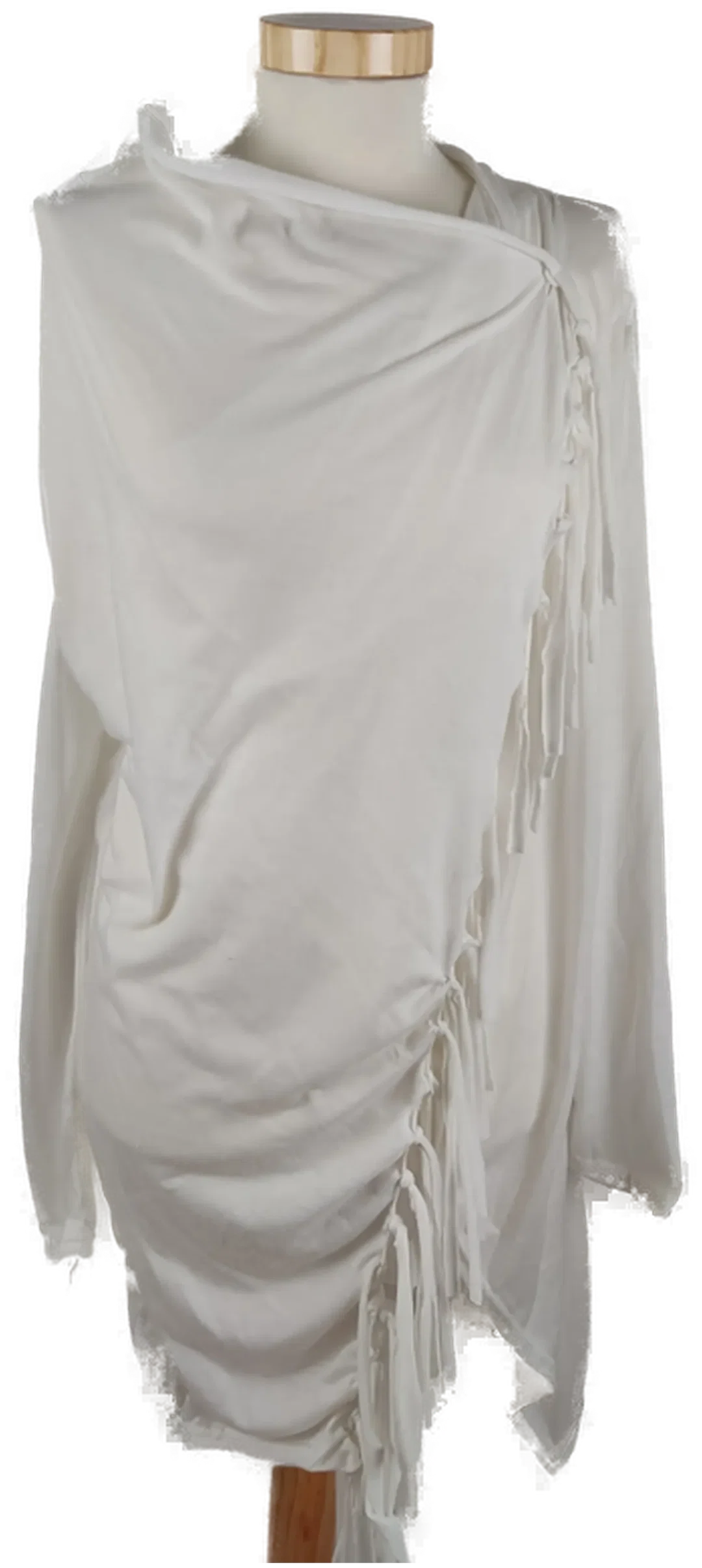 Weißes Damen Langarm Shirt mit Fransen, Gr. S - Bild 1