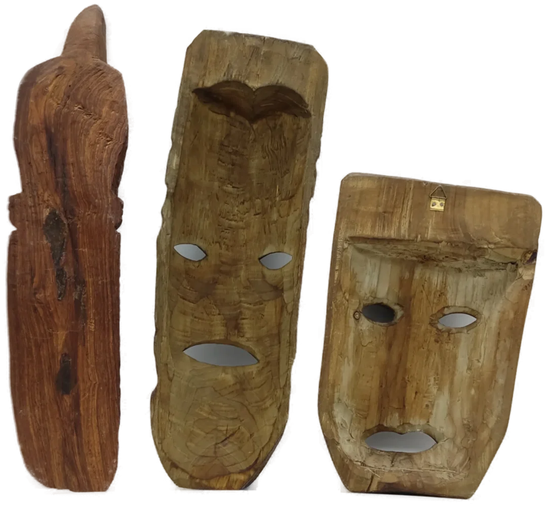 Afrikanische Holzmasken geschnitzt 3 Stück – Bild 2