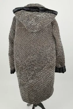 Mantel - Polyester - Samt Crinkleoptik mit Kapuze, Gr. ca. XL   – Vorschau 3