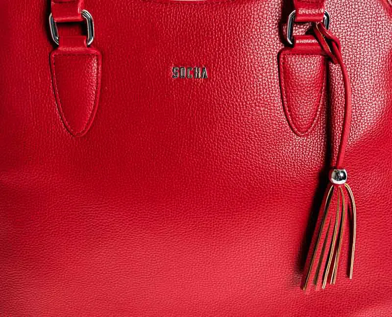 Henkeltasche Socha rot mit herausnehmbaren Laptopfach  – Bild 3