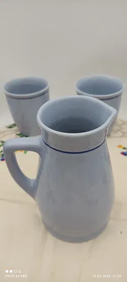 Kleine Kanne mit 2 Bechern, Lilien Porzellan | Wie Neu - Bild 3