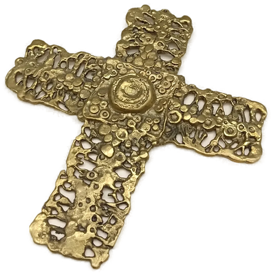 Vintage Wandkreuz aus Messingguss von Sepp Schmölzer – Bild 1