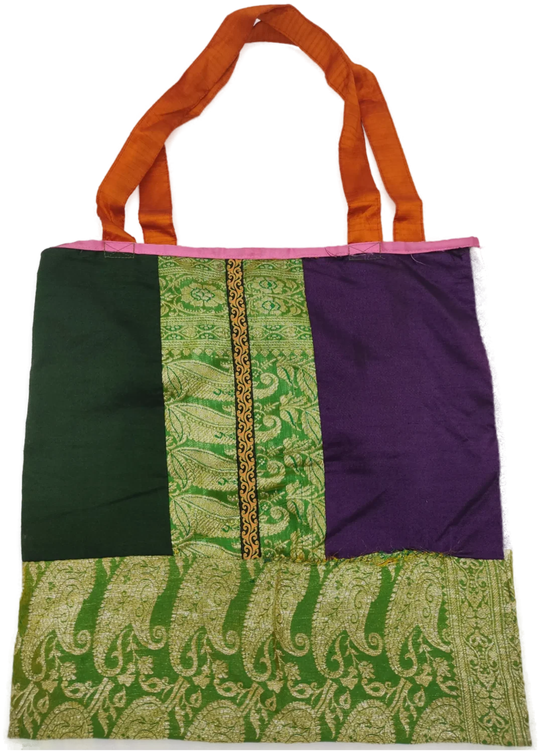 Patchwork Tote Bag Seide, Brokat | Thai-Boho-Schatz – Bild 3