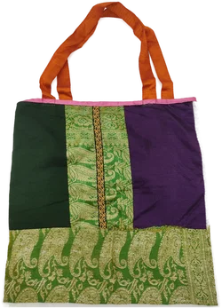 Patchwork Tote Bag Seide, Brokat | Thai-Boho-Schatz - Bild 3