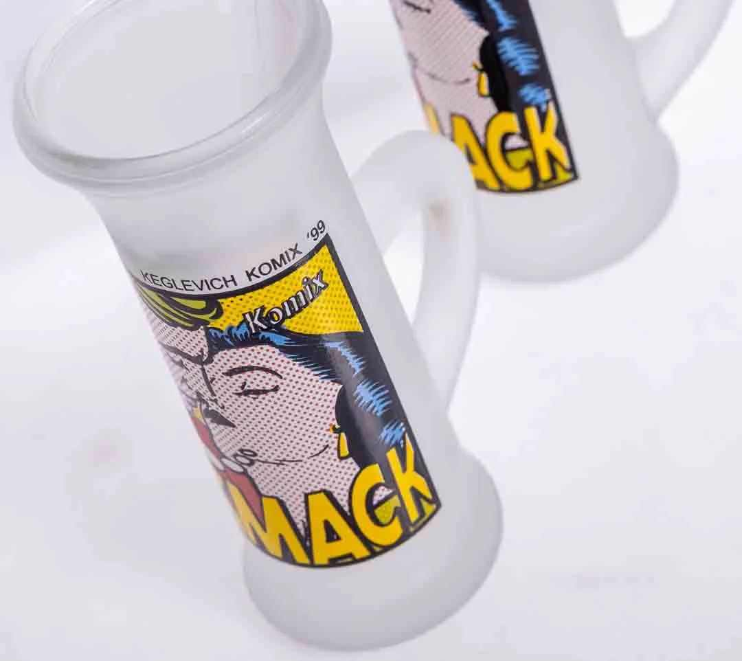 KEGLEVICH Komix '99 Wodka Schnapsglas mit Pop Art Motiv (2 Stück) – Bild 3