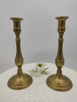 Kerzenständer Messing  2er Set, Höhe 23,5 cm, mit 2 Kerzen – Vorschau 2