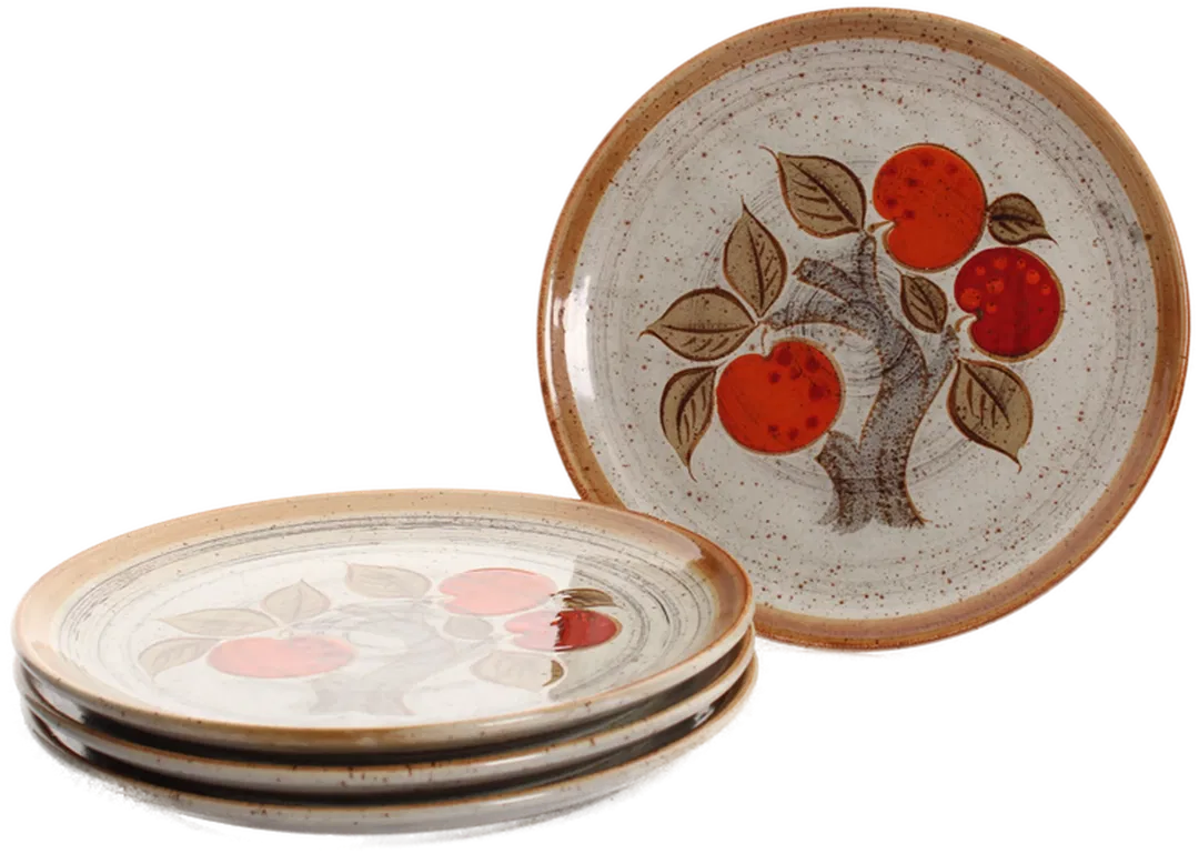 Schramberg Keramik SMF „Mandarin“ | 4 Fleischteller | Vintage | Obst-Dekor | 1970er Jahre  - Bild 1