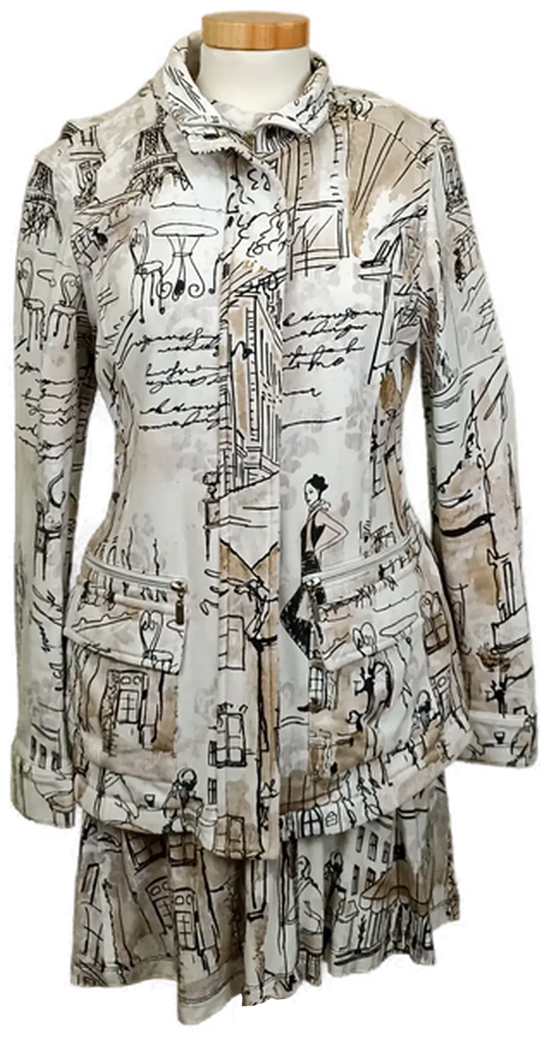 Dolcezza Damen 2-teiliges Co-Ord mit Midikleid und Jacke gemustert Gr. S - Bild 1