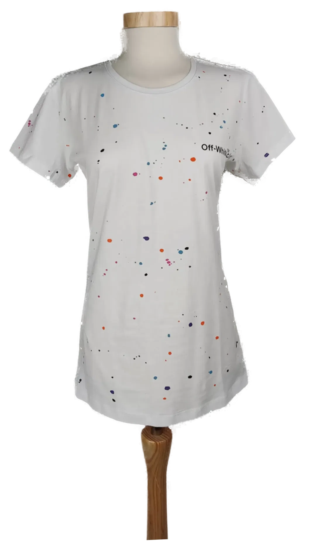 Off White Damen T-Shirt weiß gepunktet - XXL/44 - Bild 1