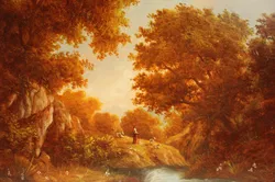 Gemälde – Schäferin in herbstlicher Landschaft - Bild 2