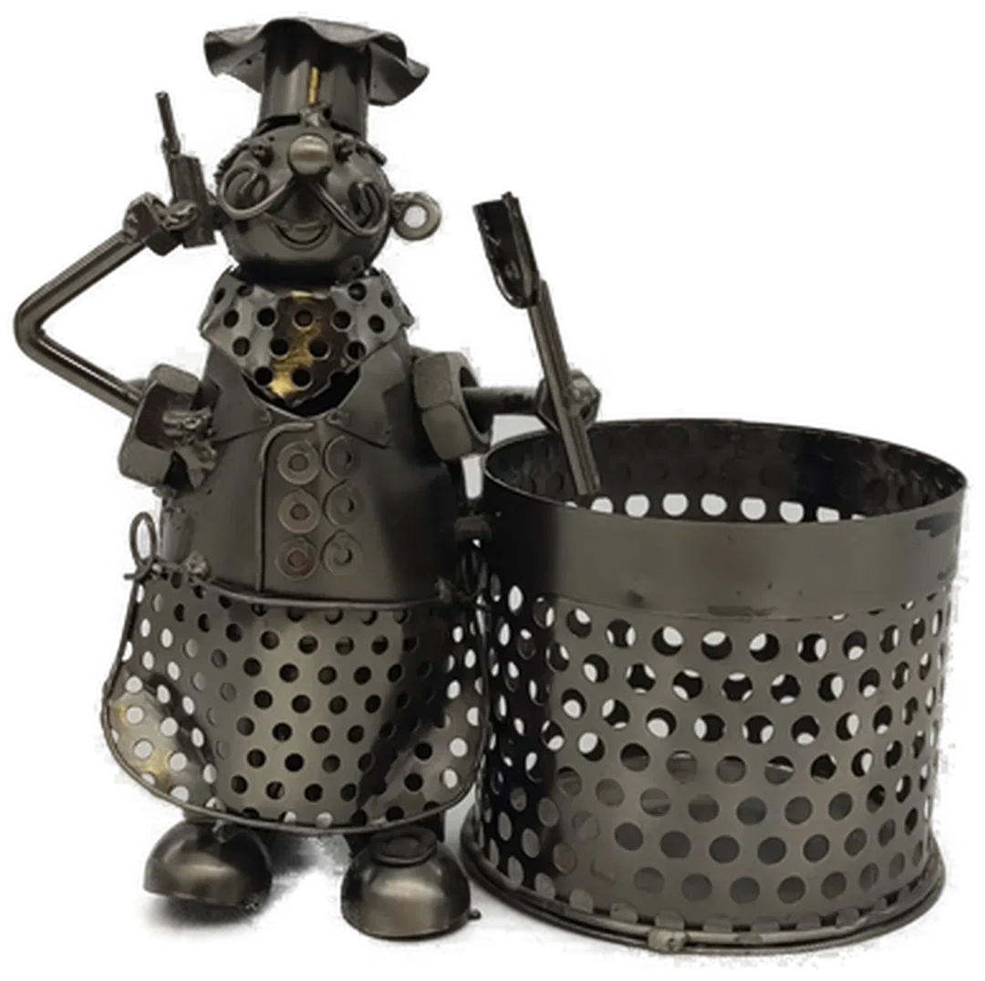 Metall-Stiftehalter mit Schweißerfigur – Bild 2