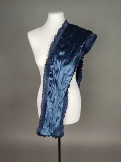 Samt-Schal mit Rüschen dunkelblau - 150x20cm - Bild 1