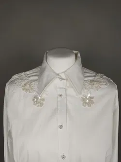 van Laack Damen Bluse weiß bestickt - L / 40 - Bild 4