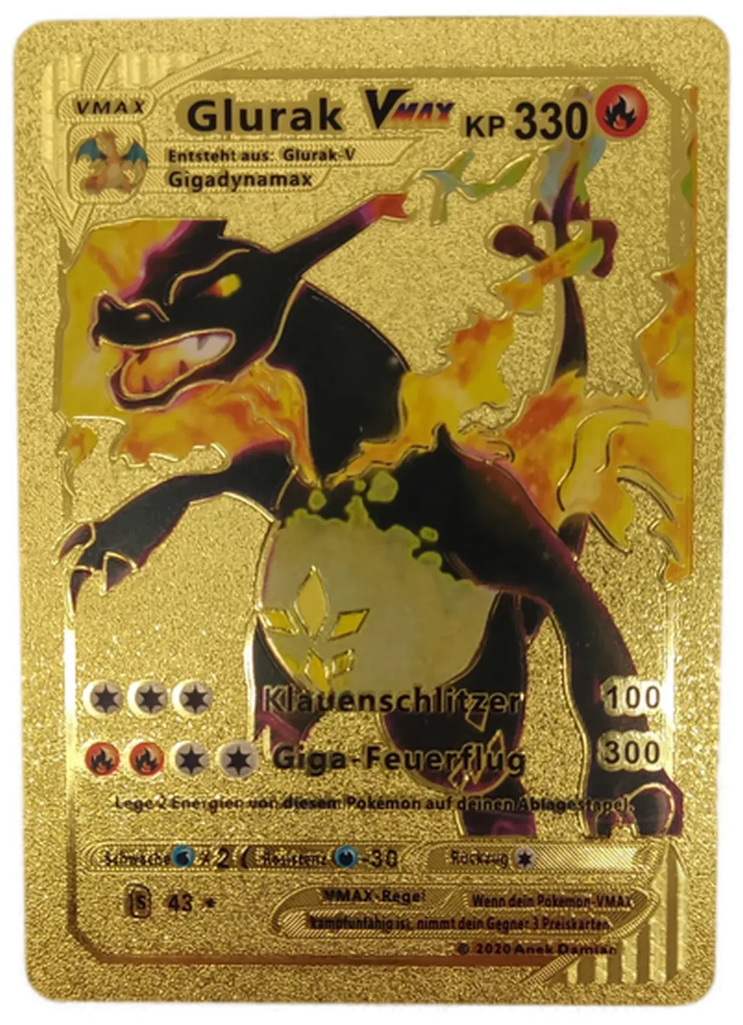 Pokémon Sammelkarte Goldfolie Vmax Glurak Vmax - Bild 1