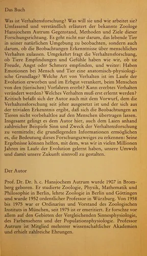 Streifzüge durch die Verhaltensforschung - Hansjochem Autrum - Bild 1