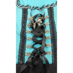 Country Line Damen Dirndl türkis-schwarz  mit naturweißer Bluse - Gr. 36 - Bild 5