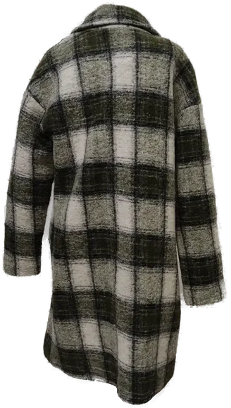 LCW Casual Outerware Damenmantel mit Wollanteil in olivgrün-weiß kariert, Größe 38 – Bild 2