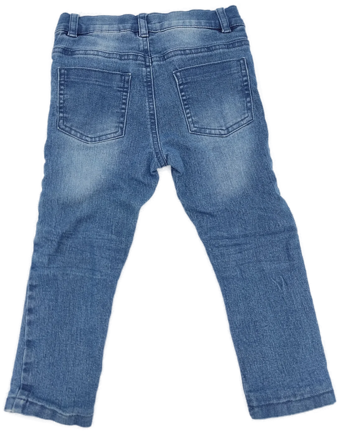 Jeanshose  "Babyclub", lang mit Gummizugbund, blaumeliert mit Stickerei und Taschen, Größe 98 – Bild 2