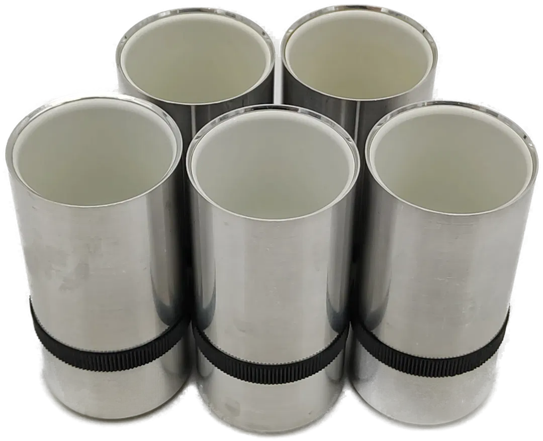 5 Schnapsbecher AACHEN GERMANY DESIGN PAT. PEND. Kunststoff/Metall - Bild 1